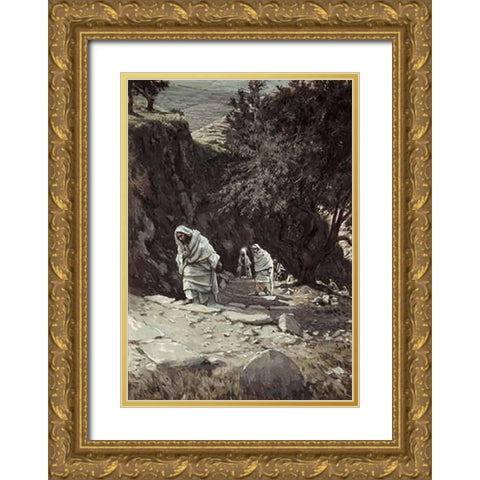 Jesus On His Way To Ephraim Gold Ornate Wood Framed Art Print with Double Matting by Tissot, James