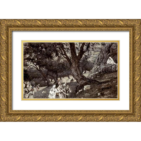 Jesus Went Out To a Desert Place Gold Ornate Wood Framed Art Print with Double Matting by Tissot, James
