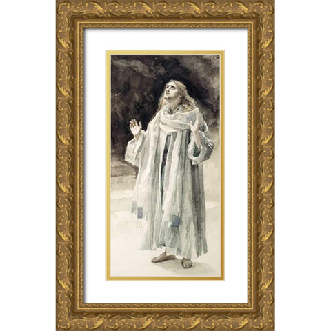 John Gold Ornate Wood Framed Art Print with Double Matting by Tissot, James