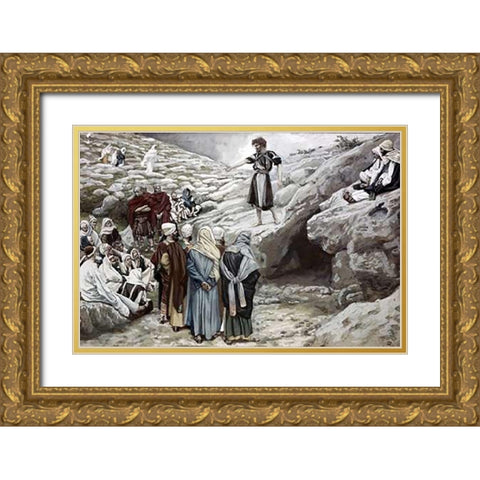 John The Baptist and The Pharisees Gold Ornate Wood Framed Art Print with Double Matting by Tissot, James