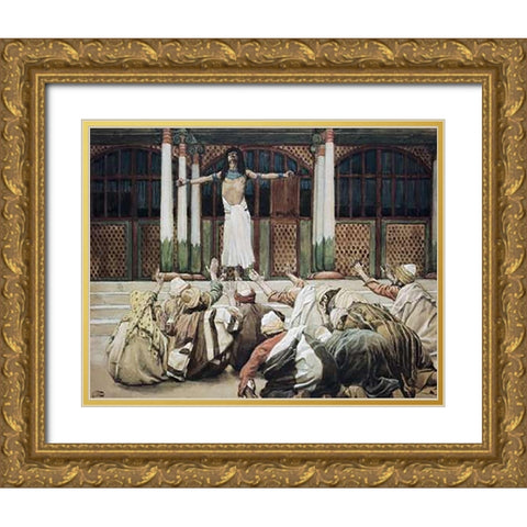Joseph Maketh Himself Known To His Brethren Gold Ornate Wood Framed Art Print with Double Matting by Tissot, James