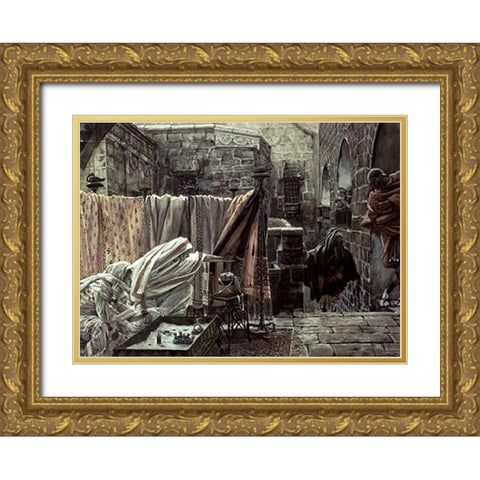 Joseph of Arimathea In Pilates House Gold Ornate Wood Framed Art Print with Double Matting by Tissot, James