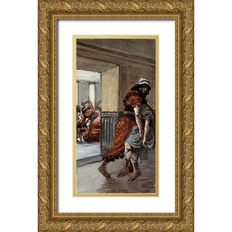 Jotham Is Saved Gold Ornate Wood Framed Art Print with Double Matting by Tissot, James