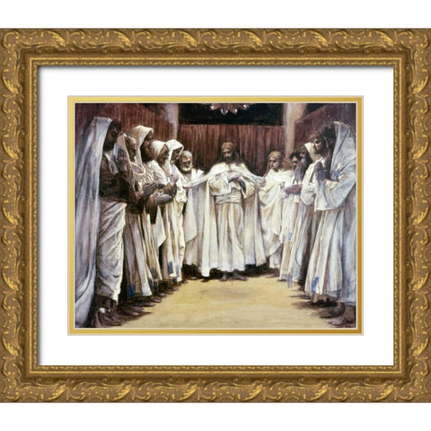 Last Discourse of Our Lord Jesus Christ Gold Ornate Wood Framed Art Print with Double Matting by Tissot, James Jacques