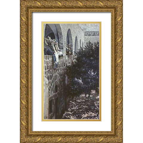 Massacre of The Innocents Gold Ornate Wood Framed Art Print with Double Matting by Tissot, James