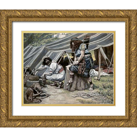 Mess of Pottage Gold Ornate Wood Framed Art Print with Double Matting by Tissot, James