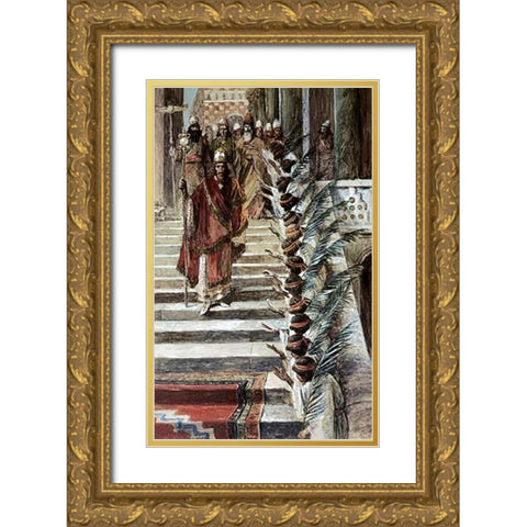 Mordecais Honour Gold Ornate Wood Framed Art Print with Double Matting by Tissot, James