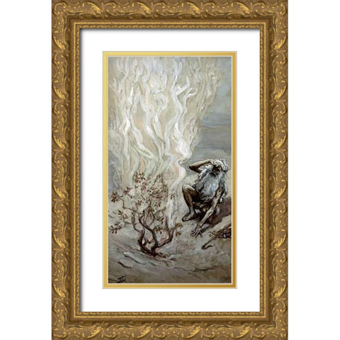 Moses Adores God In The Burning Bush Gold Ornate Wood Framed Art Print with Double Matting by Tissot, James