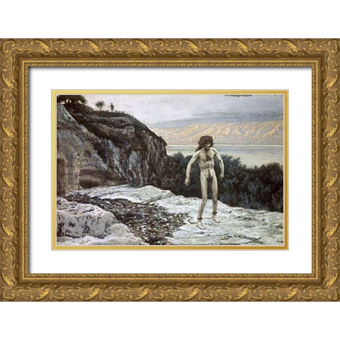 My Name Is Legion Gold Ornate Wood Framed Art Print with Double Matting by Tissot, James
