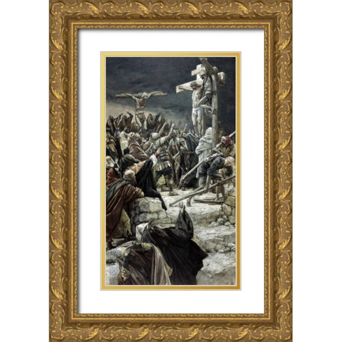 Pardoning of the Penitent Thief Gold Ornate Wood Framed Art Print with Double Matting by Tissot, James Jacques