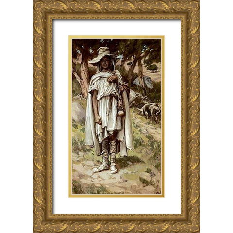 Prodigal Son Gold Ornate Wood Framed Art Print with Double Matting by Tissot, James