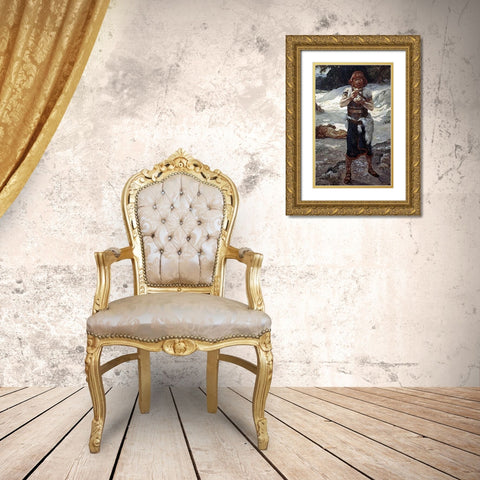 Samson Eats The Honey Gold Ornate Wood Framed Art Print with Double Matting by Tissot, James
