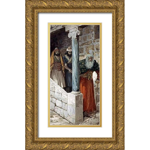 Samuel and His Two Sons Gold Ornate Wood Framed Art Print with Double Matting by Tissot, James