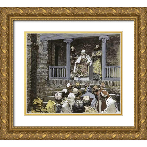 Samuel at Ramah Gold Ornate Wood Framed Art Print with Double Matting by Tissot, James