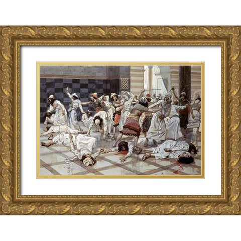 Saul Commands Doeg To Slay The Priests Gold Ornate Wood Framed Art Print with Double Matting by Tissot, James