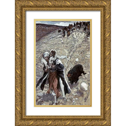 Scape-Goat Gold Ornate Wood Framed Art Print with Double Matting by Tissot, James