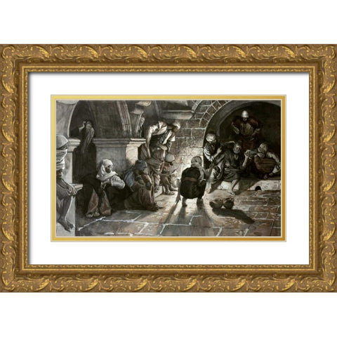 Second Denial of Peter Gold Ornate Wood Framed Art Print with Double Matting by Tissot, James Jacques