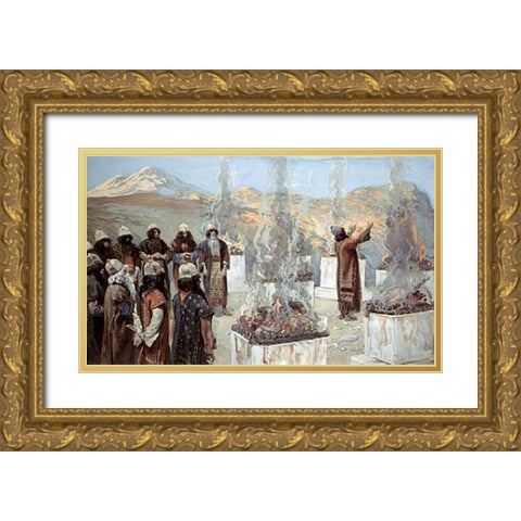 Seven Alters of Balaam Gold Ornate Wood Framed Art Print with Double Matting by Tissot, James