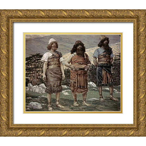 Shem, Ham and Japbeth Gold Ornate Wood Framed Art Print with Double Matting by Tissot, James