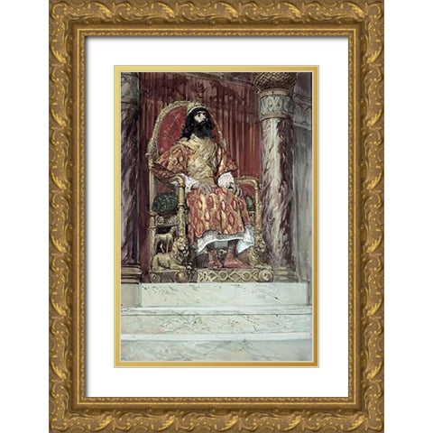 Solomon Is Made King Gold Ornate Wood Framed Art Print with Double Matting by Tissot, James