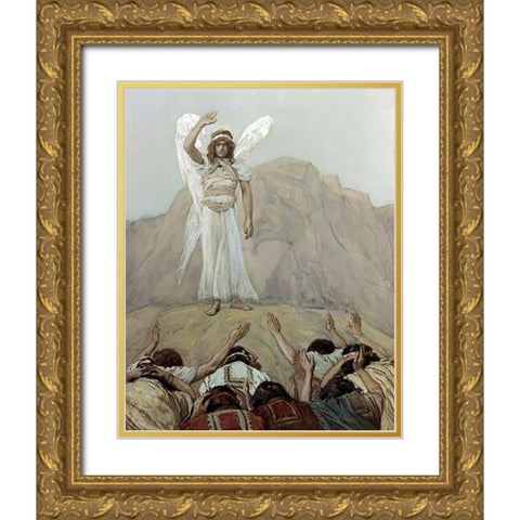 The Angels Rebuke Gold Ornate Wood Framed Art Print with Double Matting by Tissot, James