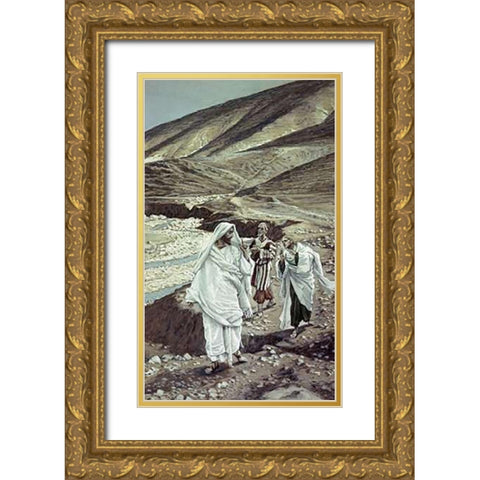 The Calling of Andrew and John Gold Ornate Wood Framed Art Print with Double Matting by Tissot, James