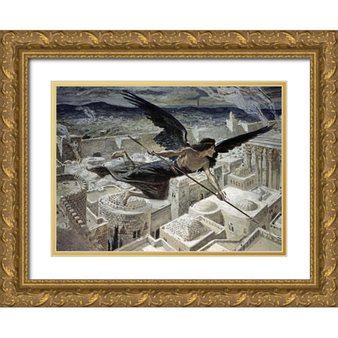 The Slaying of the Assyrians Gold Ornate Wood Framed Art Print with Double Matting by Tissot, James Jacques