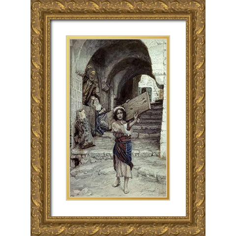 The Youth of Jesus Gold Ornate Wood Framed Art Print with Double Matting by Tissot, James