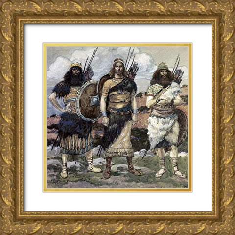 Three of Davids Captains Gold Ornate Wood Framed Art Print with Double Matting by Tissot, James