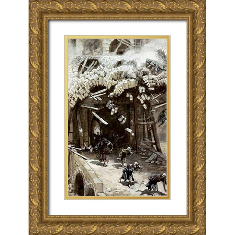 Tower of Siloam Gold Ornate Wood Framed Art Print with Double Matting by Tissot, James