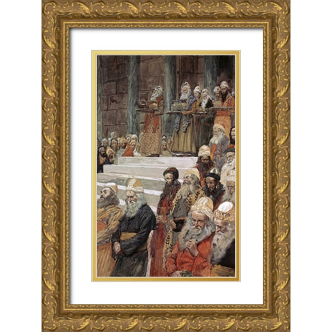 Treasurers and The Keepers of The Vases Gold Ornate Wood Framed Art Print with Double Matting by Tissot, James Jacques
