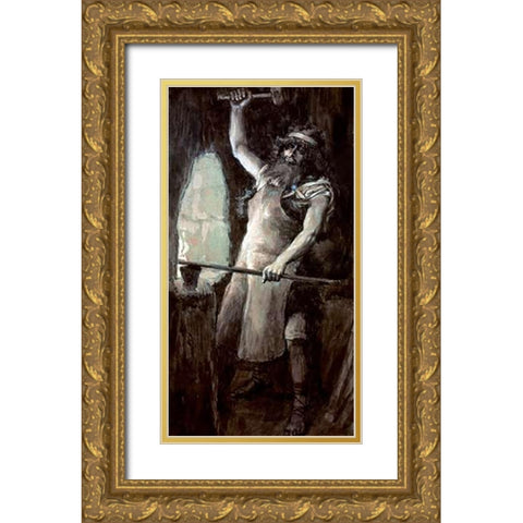 Tubal-Cain Gold Ornate Wood Framed Art Print with Double Matting by Tissot, James