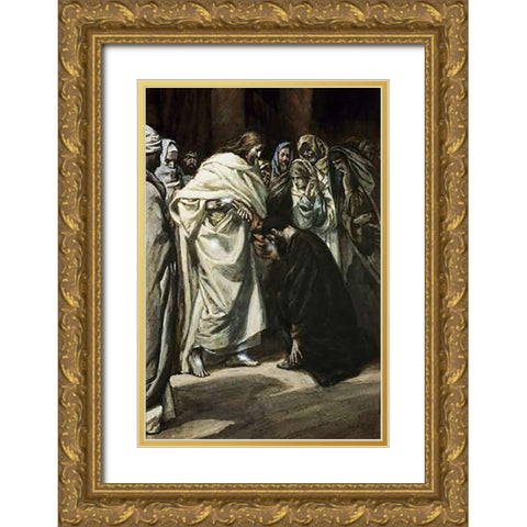 Unbelief of Thomas Gold Ornate Wood Framed Art Print with Double Matting by Tissot, James
