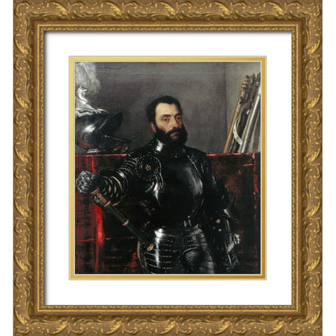 Portrait of Francesco Maria Della Rovere, Duke of Urbino Gold Ornate Wood Framed Art Print with Double Matting by Titian