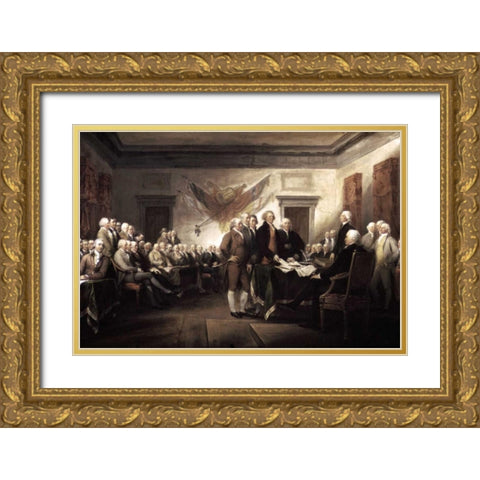 Signing of The Declaration of Independence, 1817-1819 Gold Ornate Wood Framed Art Print with Double Matting by Trumbull, John