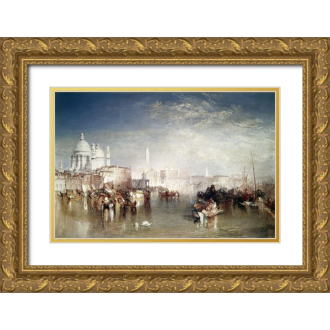 Canal Della Giudecca, Venice Gold Ornate Wood Framed Art Print with Double Matting by Turner, Joseph M.W.