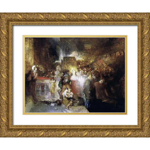 Pilate Washing His Hands Gold Ornate Wood Framed Art Print with Double Matting by Turner, Joseph M.W.