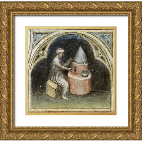 Alchemist Gold Ornate Wood Framed Art Print with Double Matting by Unknown