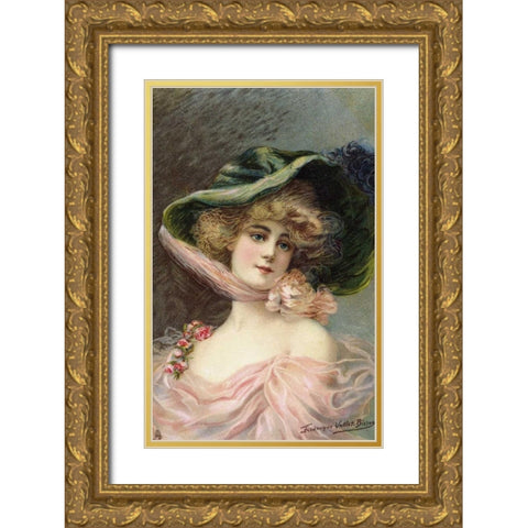 Bonnet Gold Ornate Wood Framed Art Print with Double Matting by Vallet-Bisson, Frederick