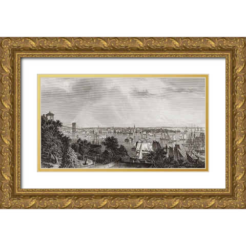 City of New York Gold Ornate Wood Framed Art Print with Double Matting by Unknown