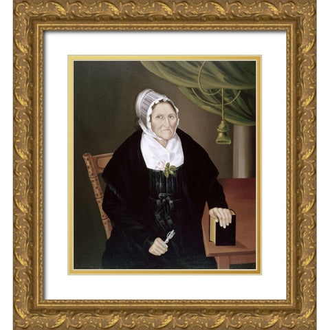 Elderly Quaker Lady Gold Ornate Wood Framed Art Print with Double Matting by Unknown