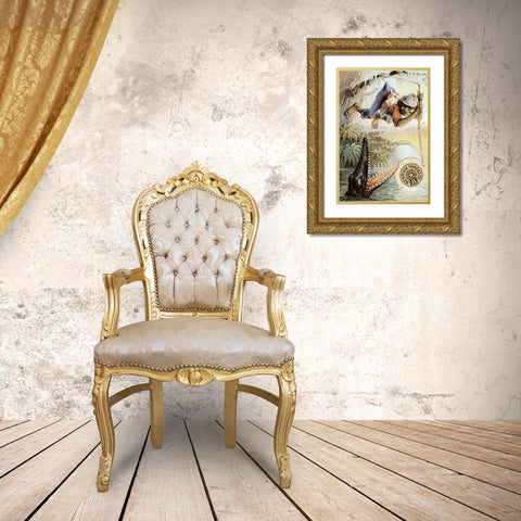 Fooled Dis Time, Cully, Dis Cotton AinT Gwine To Break-Merrick Thread Company Gold Ornate Wood Framed Art Print with Double Matting by Unknown