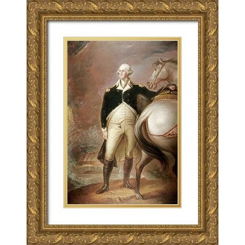 George Washington Gold Ornate Wood Framed Art Print with Double Matting by Unknown