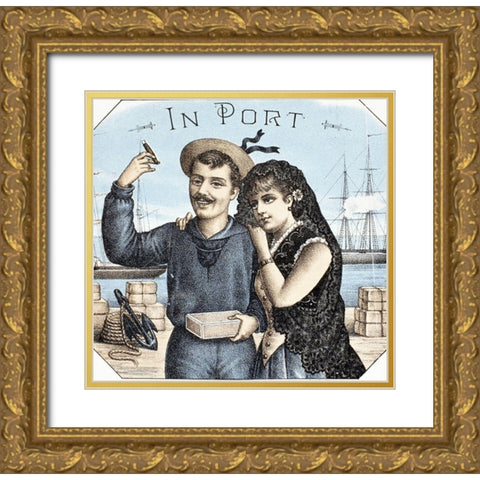 In Port Gold Ornate Wood Framed Art Print with Double Matting by Unknown