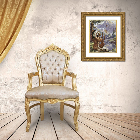Indian Worship Gold Ornate Wood Framed Art Print with Double Matting by Unknown