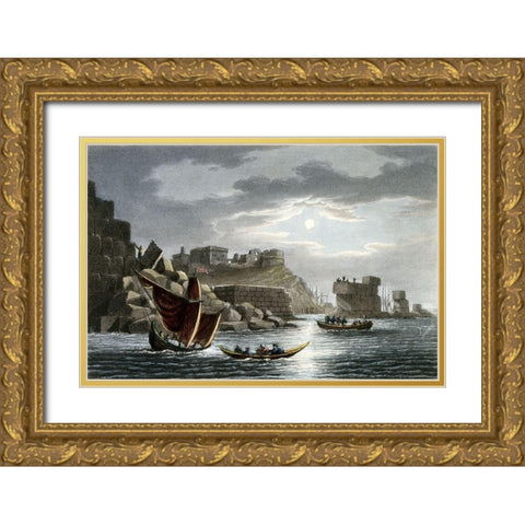 Island of Tortosa In Syria From Interesting Views In Turkey Gold Ornate Wood Framed Art Print with Double Matting by Unknown