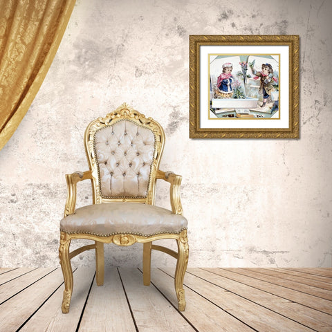 O.L. Schwencke Lith. N.Y. Gold Ornate Wood Framed Art Print with Double Matting by Unknown