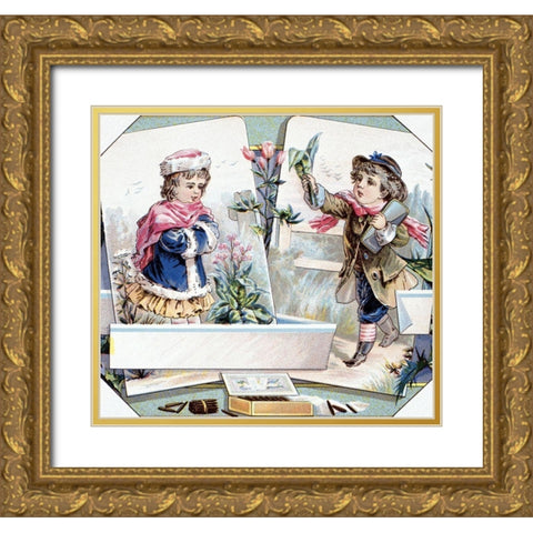 O.L. Schwencke Lith. N.Y. Gold Ornate Wood Framed Art Print with Double Matting by Unknown