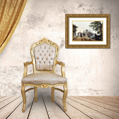 Ponte Piccolo From Interesting Views In Turkey Gold Ornate Wood Framed Art Print with Double Matting by Unknown