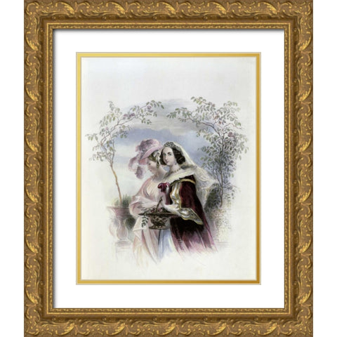 Rose Acacia Gold Ornate Wood Framed Art Print with Double Matting by Unknown